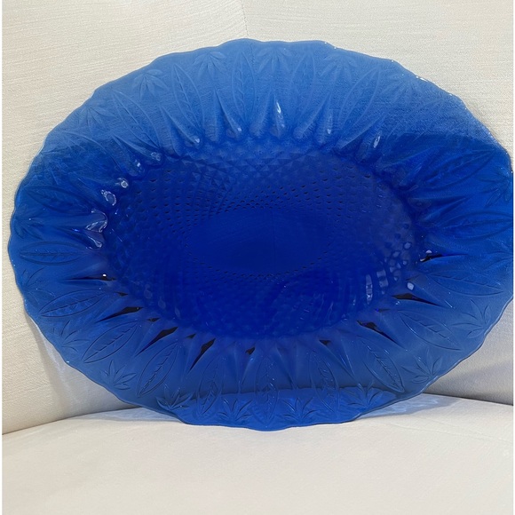 Cobalt Oval Pattern Platter - Picture 1 of 5